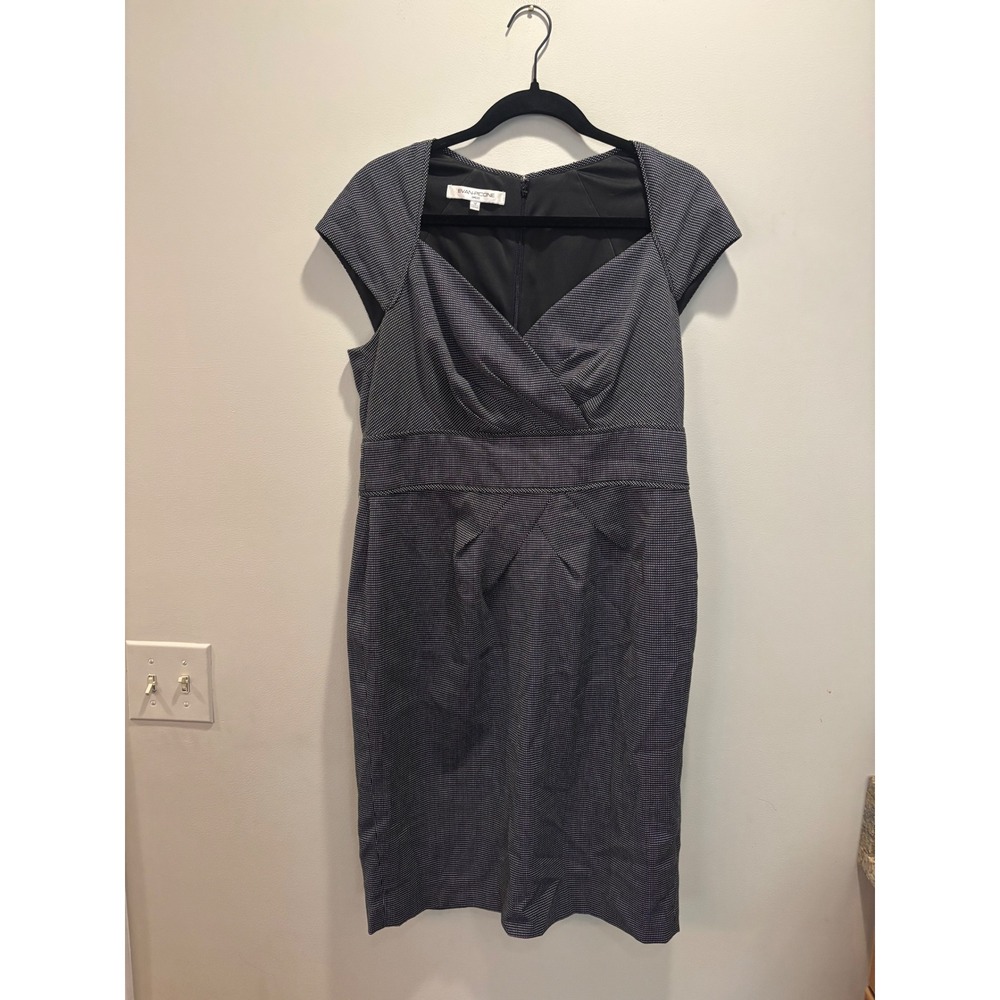 Evan Picone Dress Women's Size 12 Gray Dotted Career Work Office Cocktail